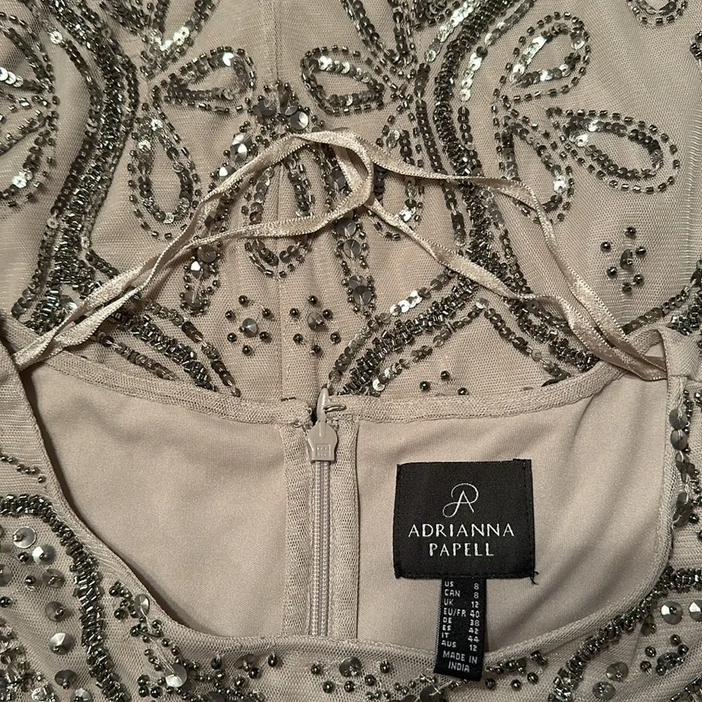Adrianna Papell Silver Embellished Midi Dress - Picture 14 of 16